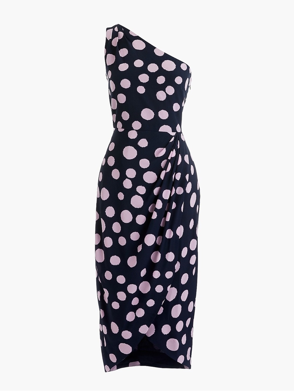 J Crew Silk one-shoulder dress in polka dot